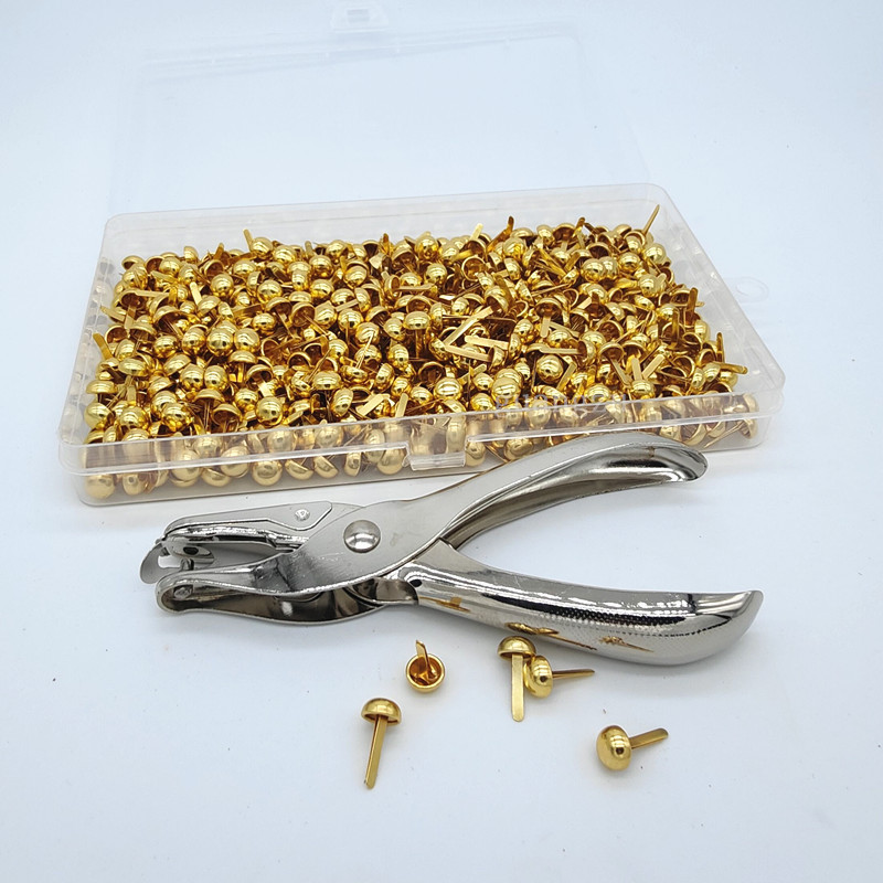 8mm圆头金色双脚钉DIY金属蘑菇头两脚钉泡钉 工艺品装饰箱包盒 装