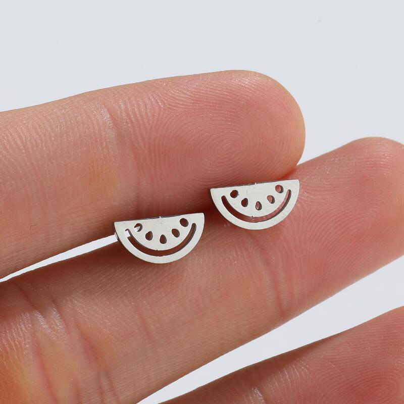 Simple Style Watermelon Titanium Steel Ear Studs Plating No Inlaid Stainless Steel Earrings display picture 7