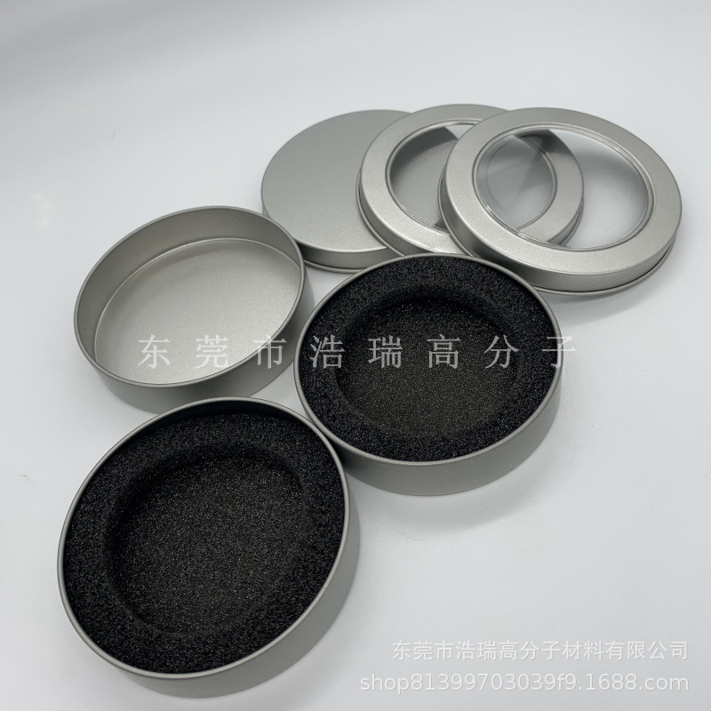 厂家批发两片开窗圆盒糖饼盒收纳小圆罐 马口铁盒 开窗圆罐