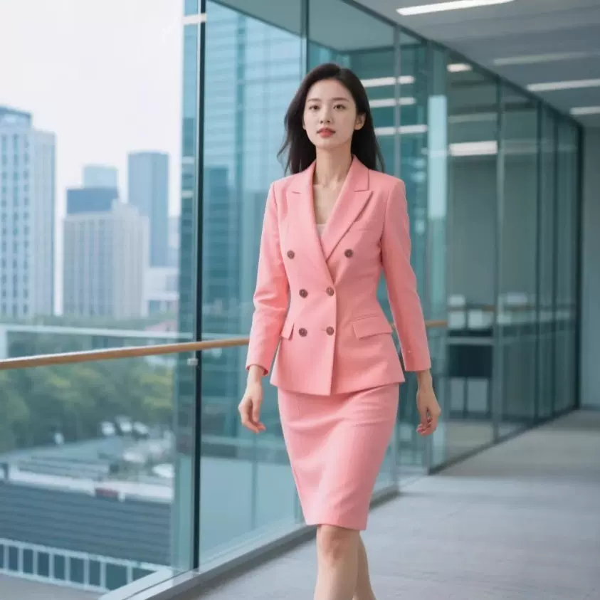 女职业西裙套装粉色25春季女神主持人经理工作服套裙定制商务