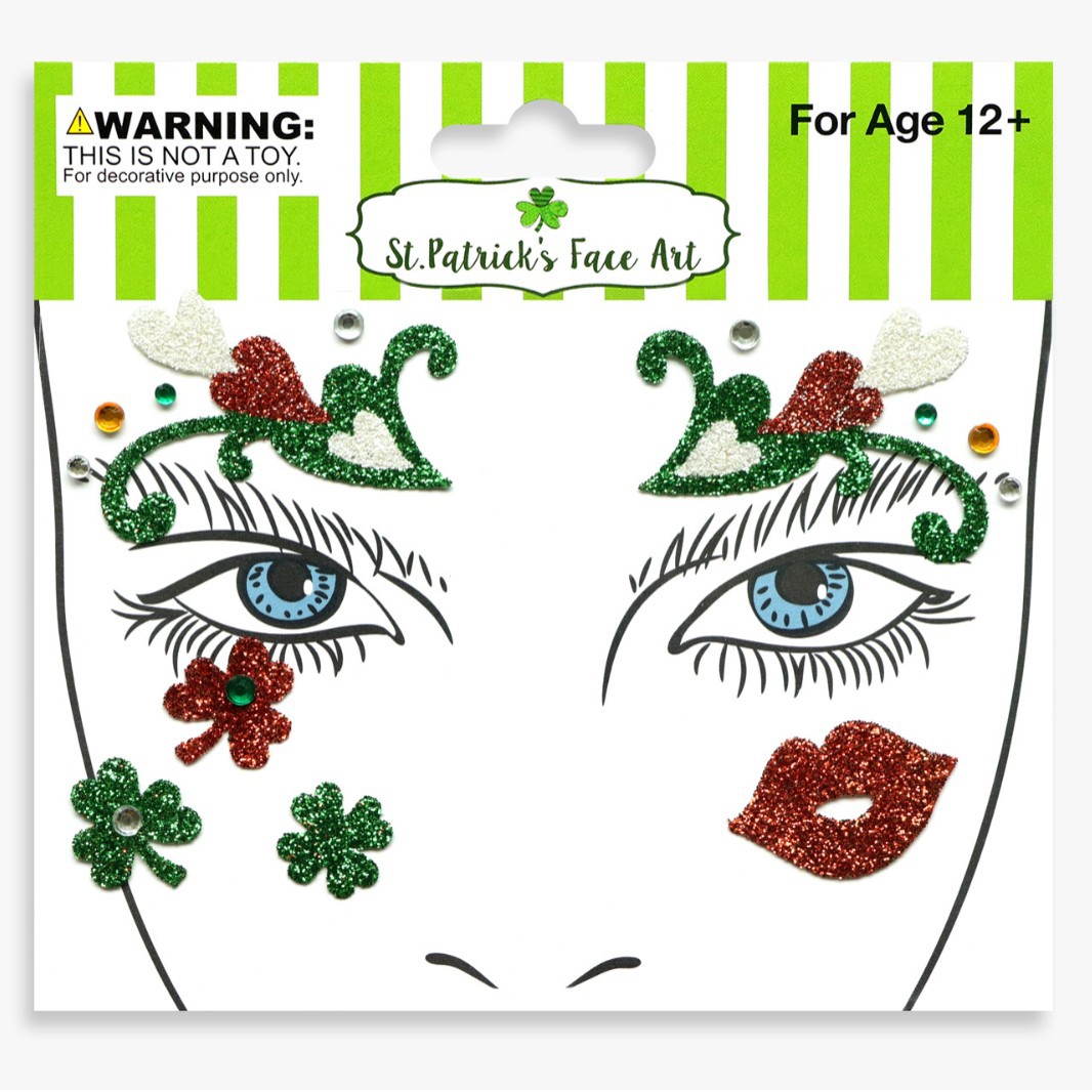 祝日のパーティーの舞台の化粧は顔を貼って化粧のシールを貼ります。