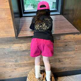 韩系女童夏季套装2026儿童超好看童趣涂鸦印花短袖T恤多巴胺短裤