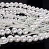 Round beads, necklace and bracelet, glossy accessory from pearl