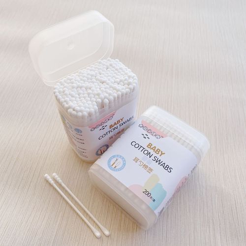 Big-eyed little monster baby paper shaft thin double-ended ear scoop spiral cotton swab baby cotton swab cotton ball 200 pack