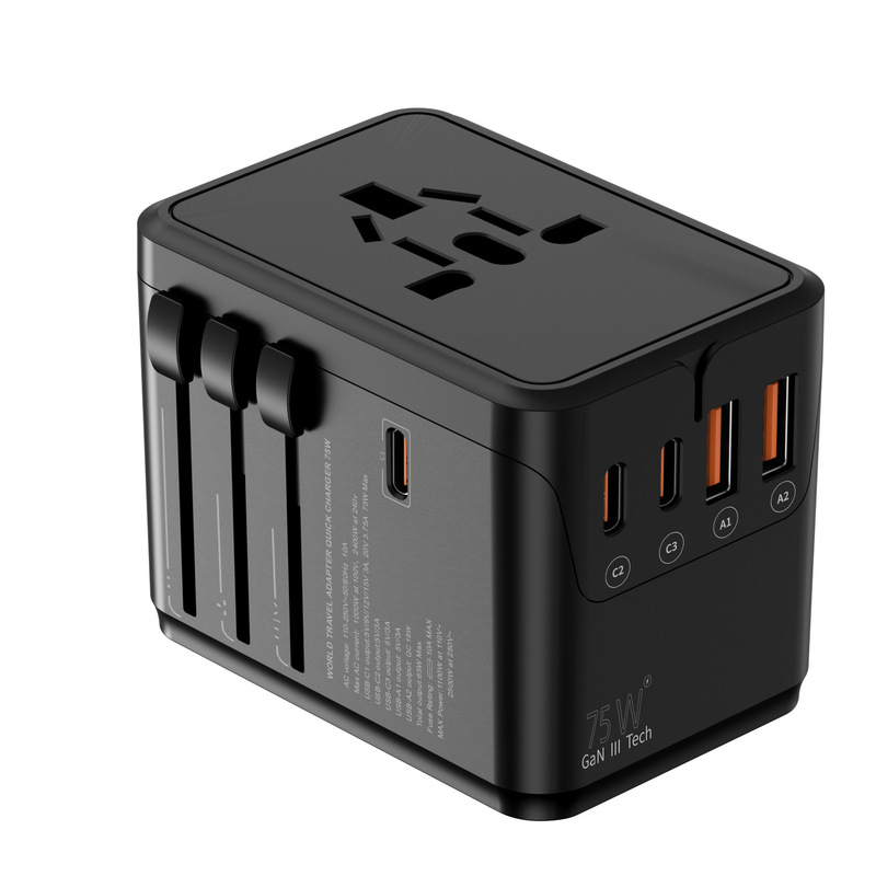 Conversion Plug 75W Gallium Nitride Fast Charging Integrated International Adapter Multi-Functional Socket with Rotatable Power Supply Conversion Plug 75W Gallium Nitride Fast Charging Integrated International Adapter Multi-Functional Socket with Rotatable Power Supply