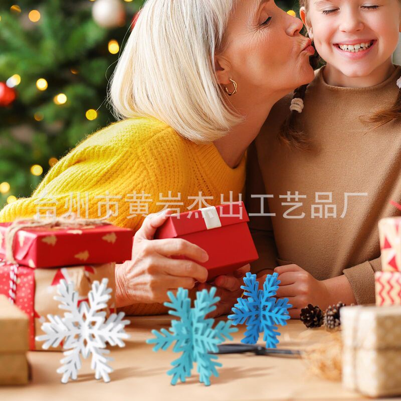 クロスボーダー木製クリスマススノーフレークパーティーデスクトップ装飾 3D スノーフレークテーブルマーク装飾品クリスマス木製工芸品|undefined