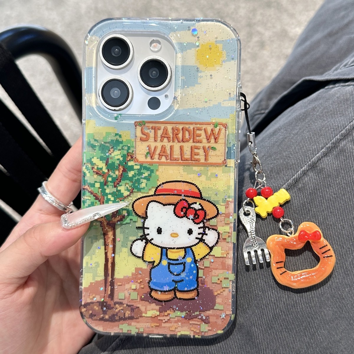 Cute Cartoon Kt Cat Suitable for Apple 16Promax Mobile Phone Case Iphone15 Japanese and Korean 14 Pendant 13 Anti-Fall 16