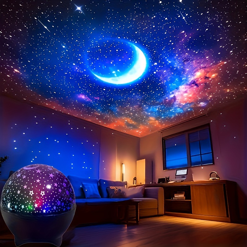 temu爆款星空梦幻投影灯星星月亮氛围灯北极光水波纹星旋小魔球|undefined