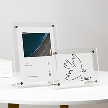 水晶透明亚克力相框ins摆台照片展示架6寸明信片桌面摆件打印
