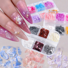 跨境新款美甲亮片 日系盒裝透彩雲母片大理石薄片指甲裝飾品nail