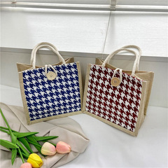 Knit Girl Bags Autumn New Handbag Striped Simple Lunch Bag 2021 Linen Small Bags for Women