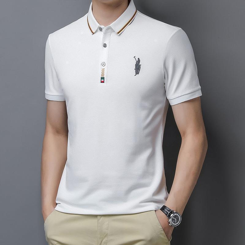 Polo camiseta de alto nivel hombre ligero de negocios bordado camiseta de verano mangas cortas de golf bordado elástico camiseta de solapa
