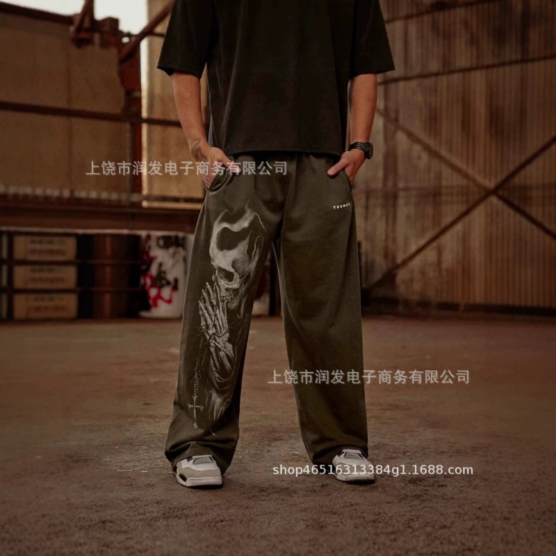 2026 New Cross-Border American-Style 3D Printed Trendy High Street Sweatpants Jogger Sports Casual Straight Loose Wide-Leg Pants
