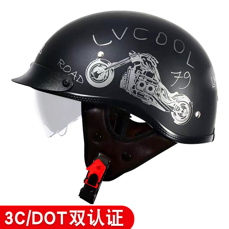 Fábrica de cascos personalizados OEM retro medio casco de motocicleta para hombre casco de seguridad locomotora de verano coche eléctrico casco de pala