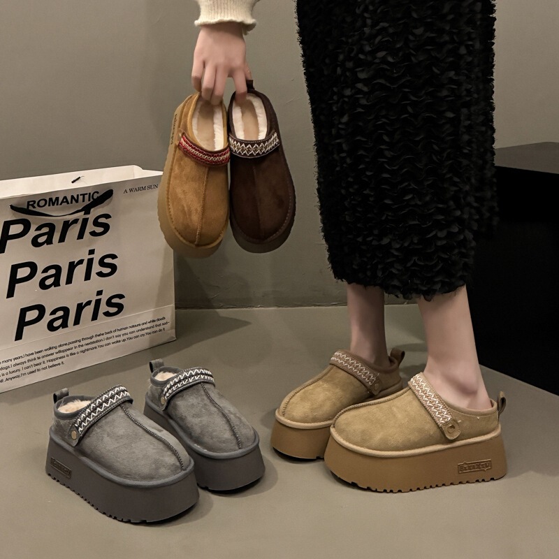 Thick-soled ethnic-style, fleece-lined, and extra-warm snow boots for women, 2026 autumn/winter new collection, incredibly stylish and versatile, fluffy cotton slippers, trendy Thick-soled ethnic-style, fleece-lined, and extra-warm snow boots for women, 2026 autumn/winter new collection, incredibly stylish and versatile, fluffy cotton slippers, trendy