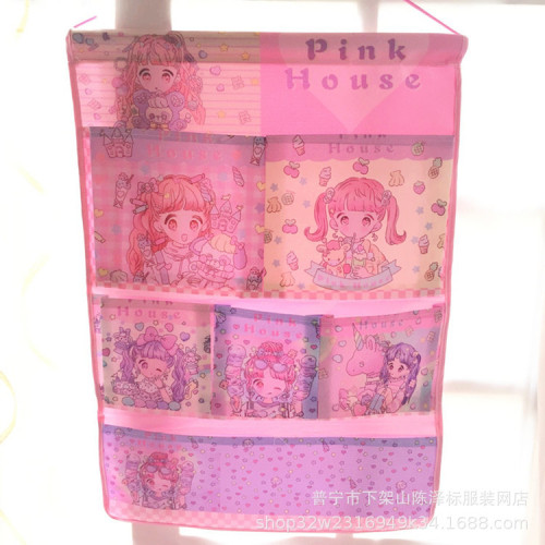 Girly Heart Melody Beautiful Girl Multi-Gate Storage Hanging Bag Student Dormitory Wall Organizing Hanging Bag Stationery Storage