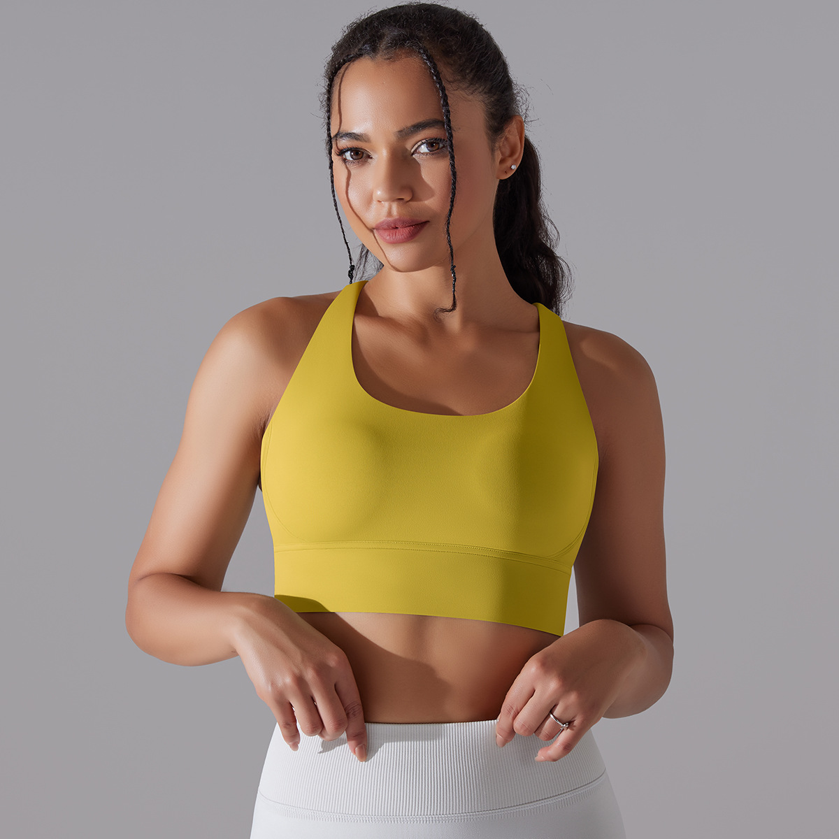 127g Weight Sleeveless Sleeve Length Nylon, Spandex Fabric Type Short Top Length Halter Crisscross Tank Tops Type Fitness, Yoga Occasion U Neck Neckline Solid Color Pattern Sports Style Sports Solid Color Nylon Spandex U Neck Active Tops Halter Crisscross Tank 119