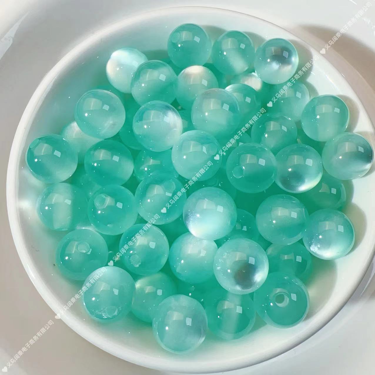 20#Resin cat eye beads green