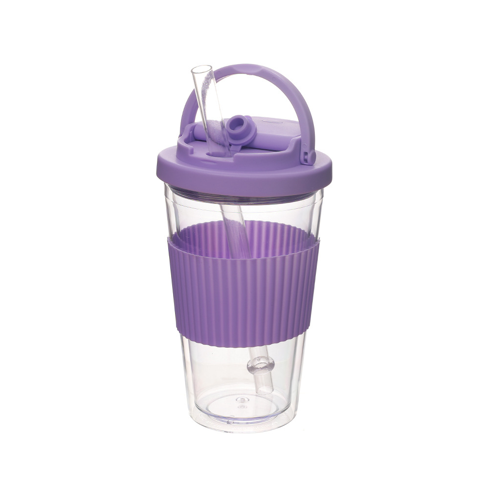 Nuevas tazas de paja de doble cubierta de bebida, tazas de plástico portátiles de alta calidad de verano al aire libre, tazas de agua de grado alimenticio