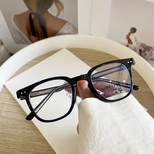New small frame TR90 anti-blue light glasses for women with myopia and men with round faces, black frame, plate foot glasses frame, myopia glasses frame