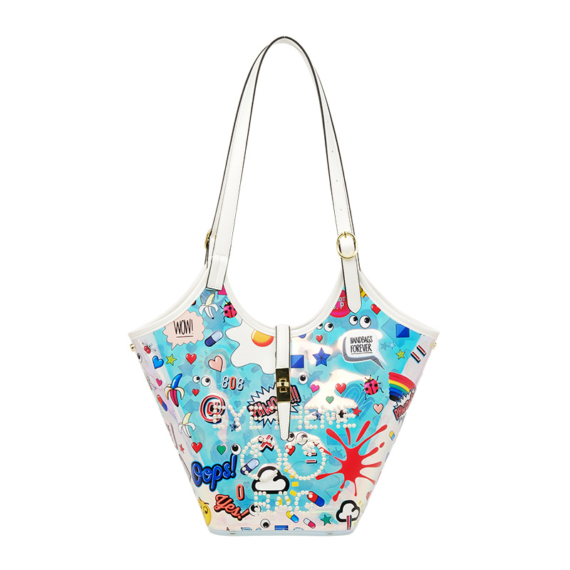 2025 mujer portátil jelly transparente un hombro impresión de material especial de la moda moda bolso 2831 #