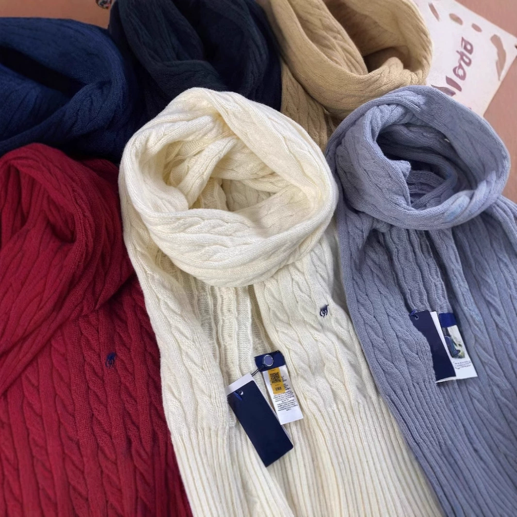 RL Rlaf пони со стандартным трикотажным шерстяным шарфом дикий трикотажный шарф теплая и холодостойкая вышивка шарф