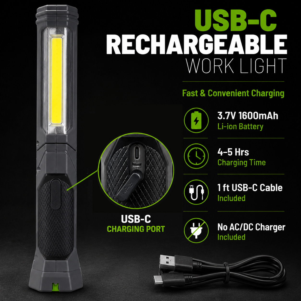 In-Stock 2026 New Model Led Car Repair Light Outdoor Emergency Car Repair Light Rechargeable Magnetic Cob Car Work Light