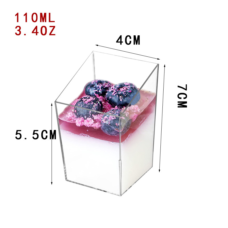 Taza de mousse trapezoidal de plástico transfronterizo con tapa taza de postre transfronterizo taza de helado prueba de bebida taza de postre de oro rosa al por mayor