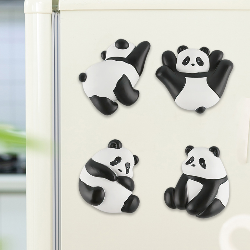 Creative resin Cartoon Cartoon three-dimensional simulation panda refrigerator stickers kitchen food fruit refrigerator stickers to customize