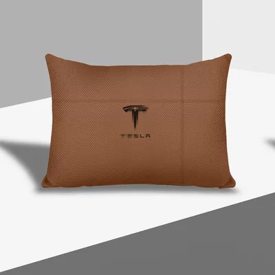 pillow, car interior accessories — Headrest - tesla-cognac-colored-lumbar-support-single-piece-standard