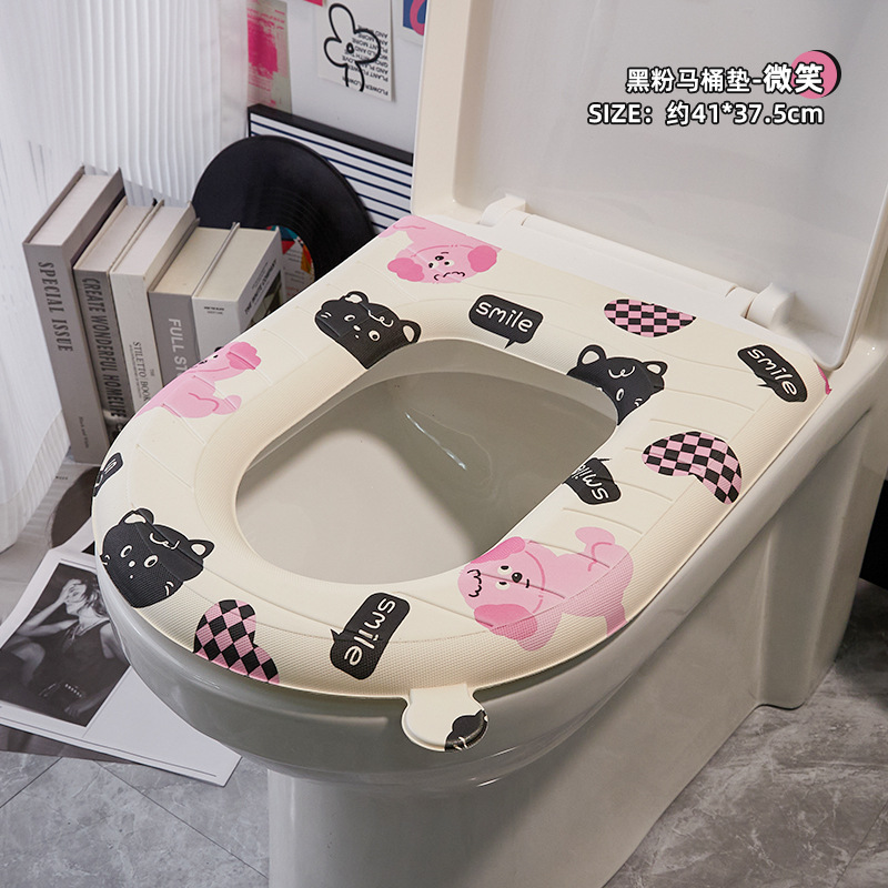 Eva estera del inodoro hogar dibujos animados impermeable cuatro estaciones suministros baño engrosada desechable adhesivo lavadora