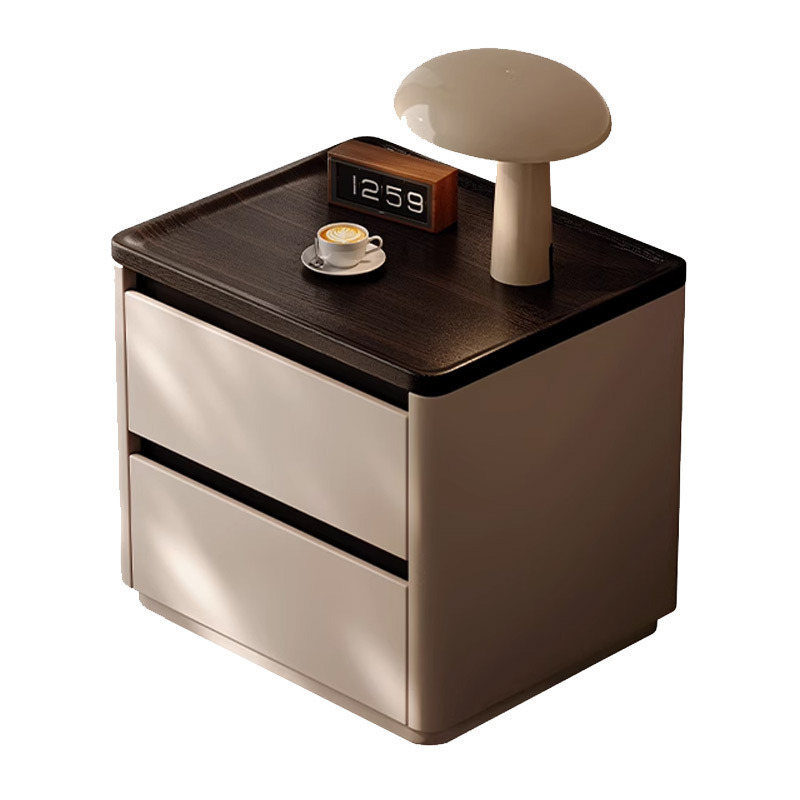 Minima mesita de cama de madera maciza2025 nuevo diseño de alta sensación de lujo ligero moderno y simple gabinete de cama de dormitorio familiar