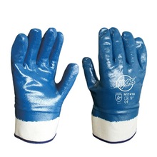 賽立特安全N17410重型耐油勞保手套棉毛布襯里全浸藍色丁腈防滑安
