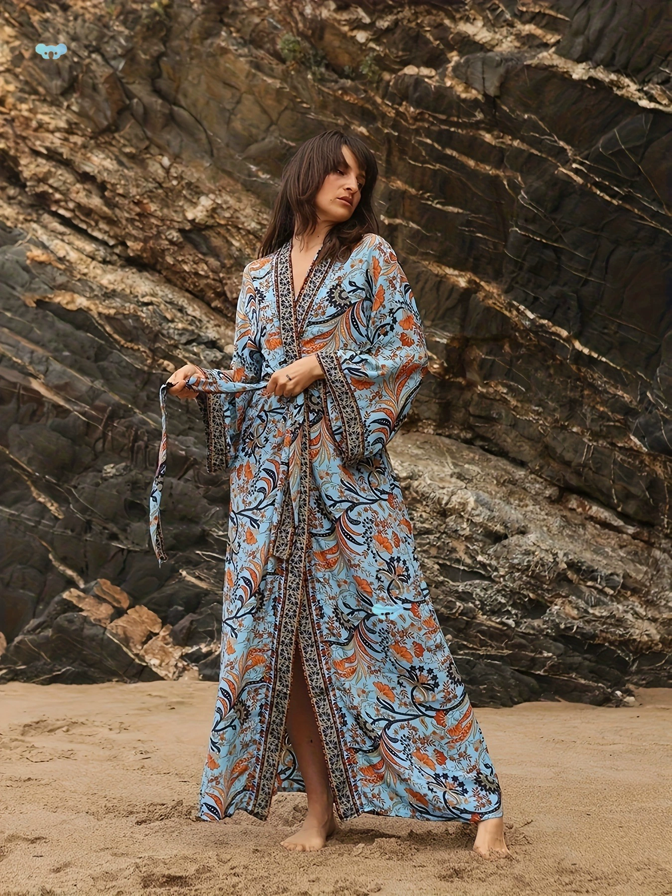 Богемное платье-накидка Легкое женское богемное длинное платье