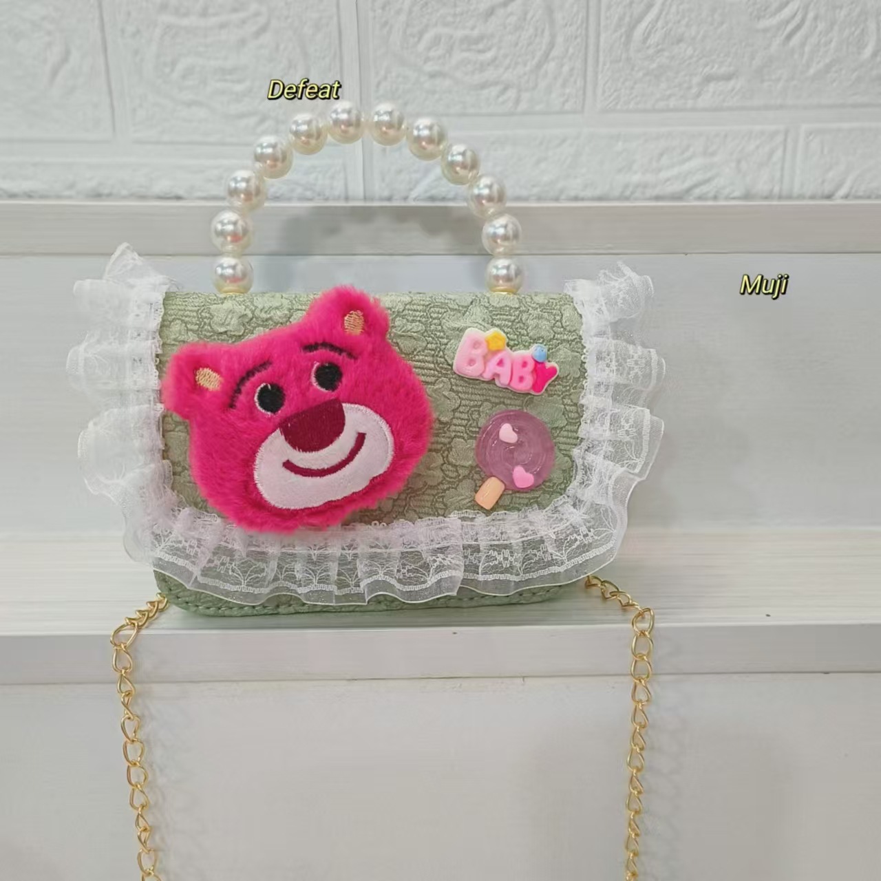 Bolso de perlas bolso de hombro bolso de cambio bolso de princesa bolso de dibujos animados bolso de fresa oso bolso de niños bolso de cadena