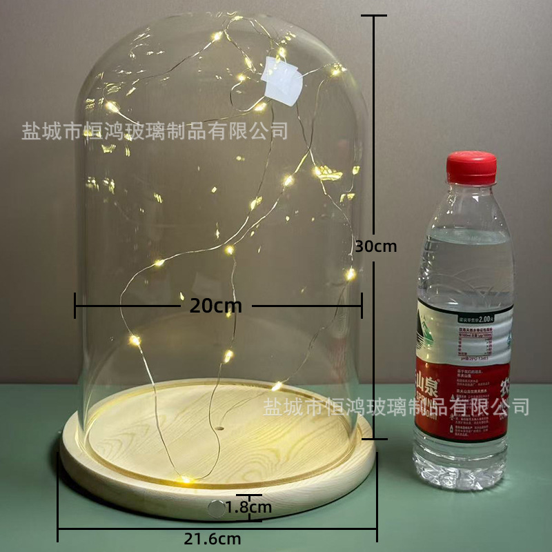 海胆永生花干花侧面触摸开关玻璃罩子底座带灯展示盒手办创意|undefined