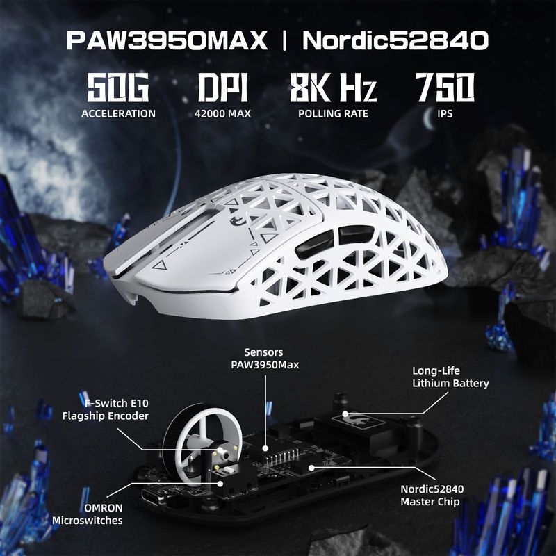 マンバ蛇M5Ultra炭素繊維無線マウス軽量化PAW3950ゲーム三モードbluetooth 8kマウス|undefined