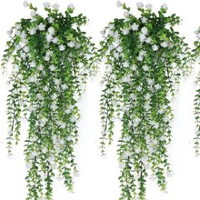 69目尤加利茶花藤条玫瑰花仿真花绿植人造花垂挂藤吊兰客厅装假花