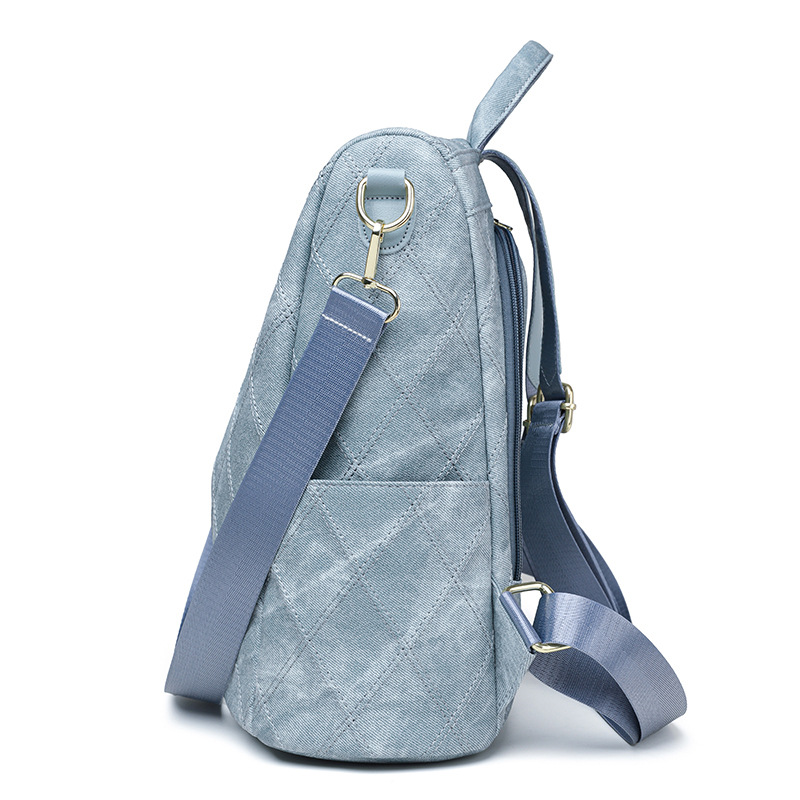 Mochila de bolso de mujer Lingge de moda 2024 nuevo estilo transfronterizo de cuero suave moda salvaje ocio viaje mochila de cercanías mujer