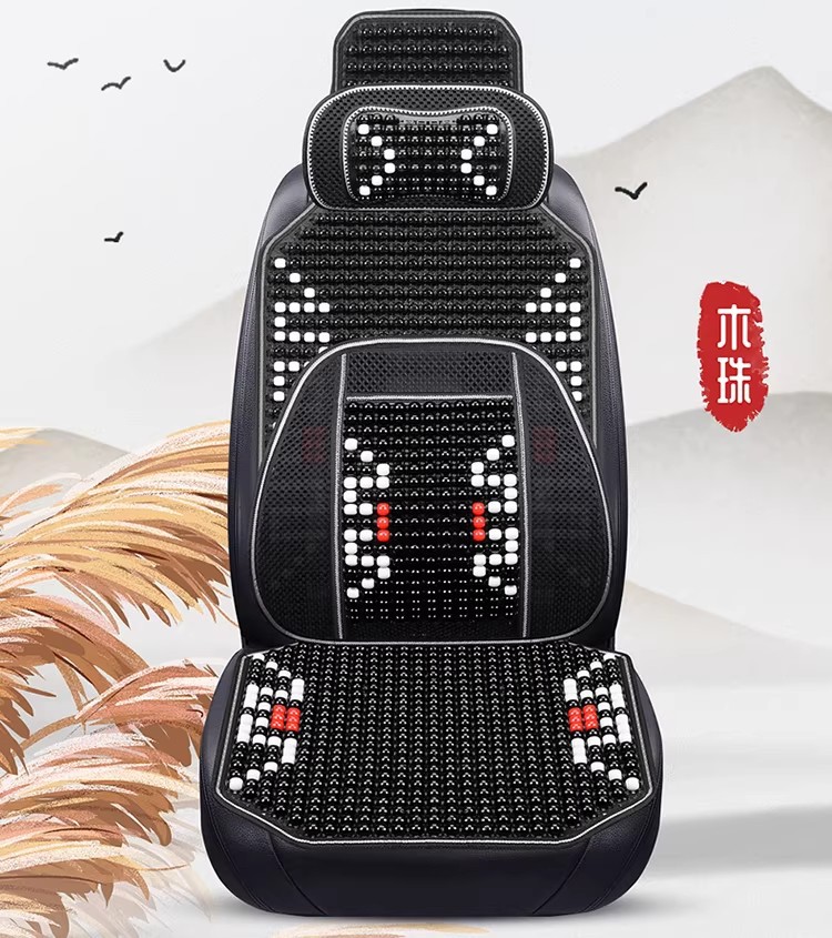 Car Seat Cushion Summer Cooling Wood Bead Ventilated Ice Silk Universal