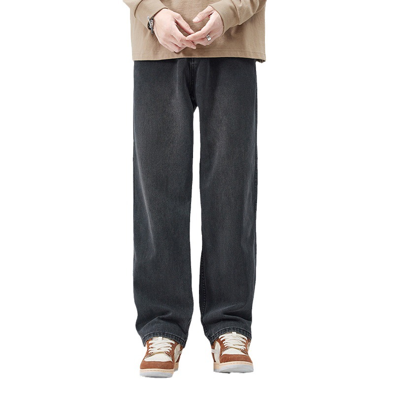 Pantalones de pierna ancha juvenil para hombres de moda estadounidense lavados jeans sueltos apenados marca de moda para hombres Pantalones rectos de High Street para hombres