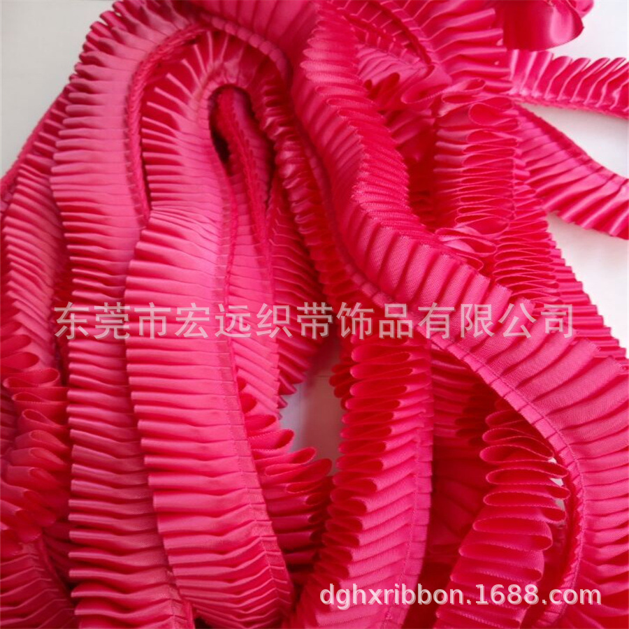 东莞车花边车压丝带花边压褶花边缎带车褶太阳花花边