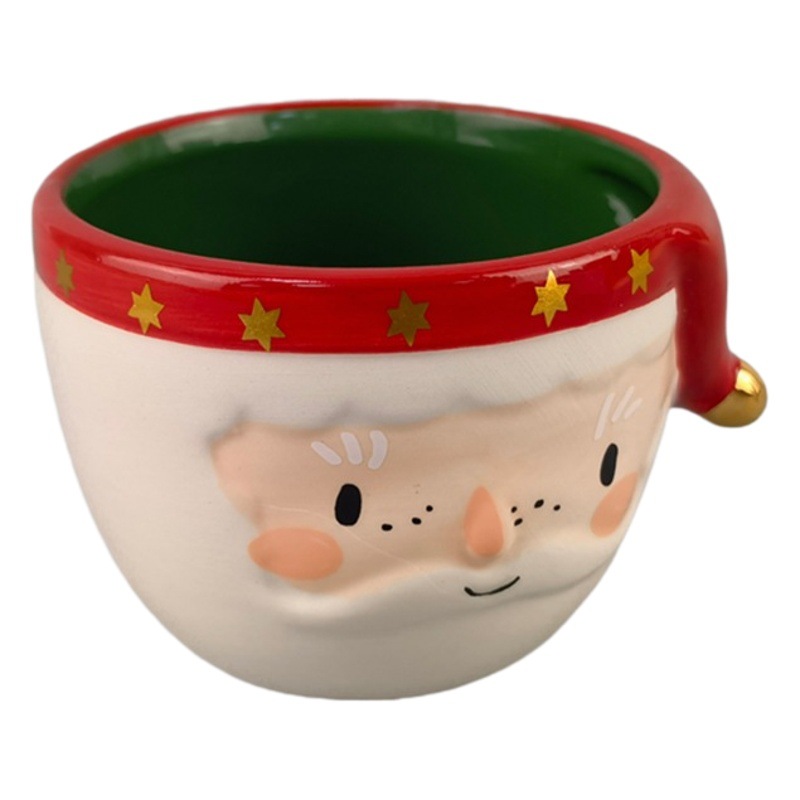 Taza de cerámica cuidadosamente seleccionada, bonita taza con relieve tridimensional de Papá Noel, taza de agua de regalo de Navidad para pareja de estudiantes