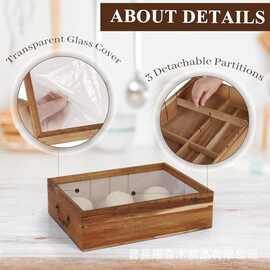 跨境面团防护盒可手提透明带盖相思木披萨面团保鲜盒厨房收纳木盒