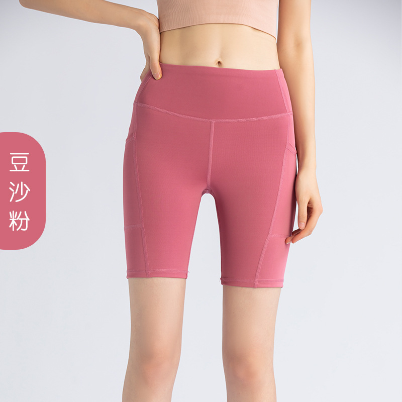 Juyitang medias deportivas pantalones cortos de bolsillo lateral de malla de verano para mujer ciclismo fitness pantalones de yoga para correr de secado rápido