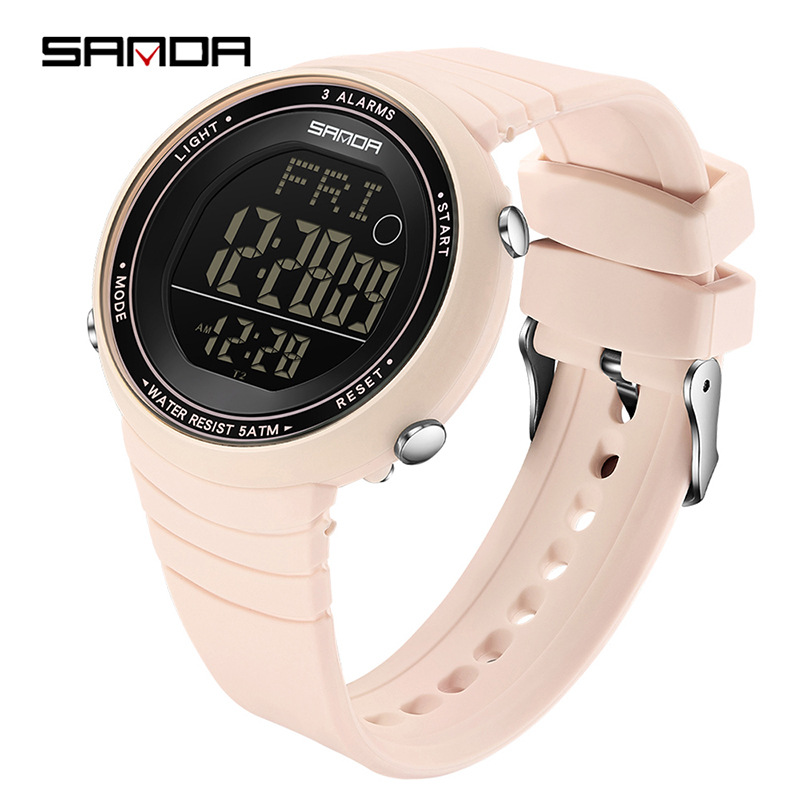 Sanda moda masculina y femenina silicona correa de reloj electrónico impermeable multifuncional reloj deportivo ligero y delgado de una sola pantalla luminosa