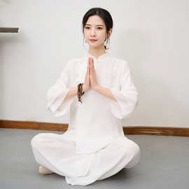 2025新款民族风棉麻禅意打坐练功服两件套国风瑜伽疗愈服冥想疗愈