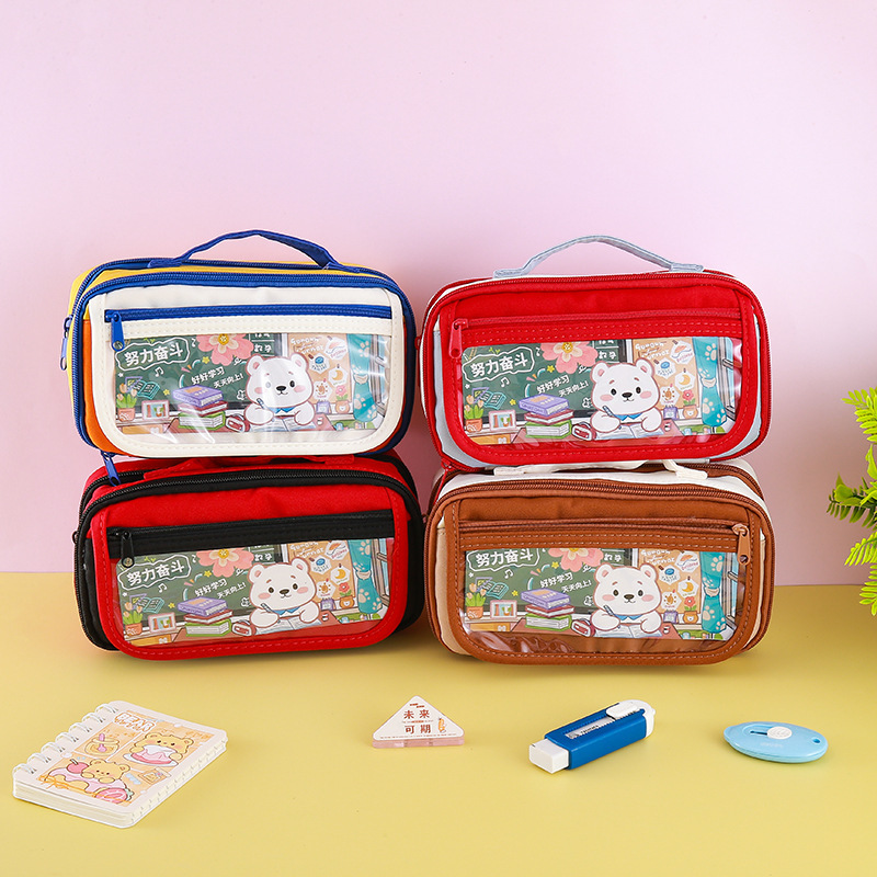 9層筆箱 インス風レトロカラー 大容量 高価値 新型文具 小中学生向け 多機能筆箱|undefined