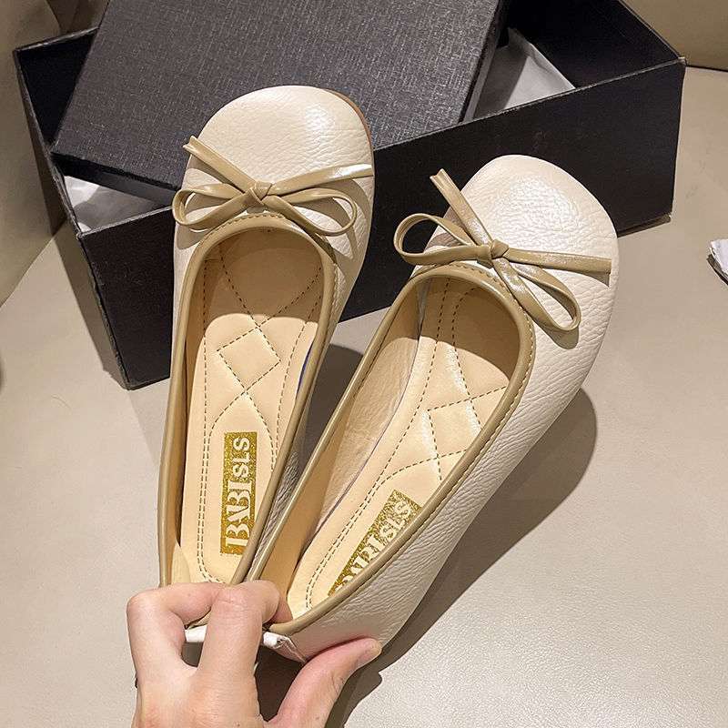 秋の女性用ソフトソールビーニーシューズ、滑り止めマタニティシューズ、浅口シングルシューズ、蝶結びフラットワークシューズ、女性用ワンステップシューズ|undefined