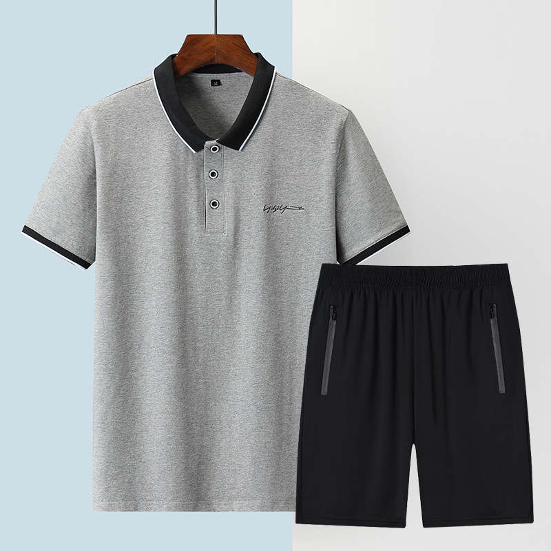 Camisas polo para hombres, pantalones casuales de hielo de manga corta, pantalones cortos de hielo de verano, set deportivo de hielo de hombre, solapa